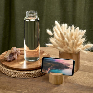 Phone Stand & Water Bottle Combo – Eco Friendly Corporate Gift Bamboo & Glass