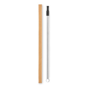 Reusable Stainless Steel drinking straw with Silicone nozzle and cleaning brush in paper box