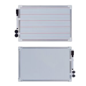 Reversible Portable Whiteboard With Plain White On 1 Side & Lines on Other side. Includes marker & Eraser.