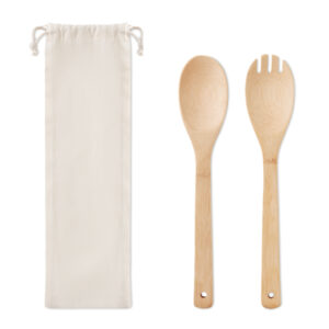 Set of Bamboo Salad Utensils, in carry bag