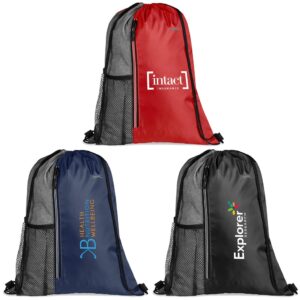 Slazenger Wembley Drawstring Bag With Zipper Front Pocket & Mesh Pocket For Water Bottle
