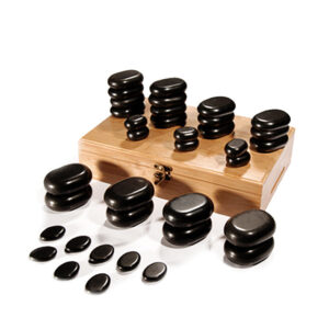 Professional hot stone set with wooden storage box | 36pc